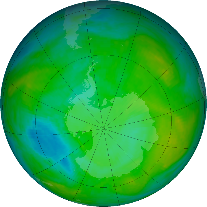 Antarctic ozone map for 14 January 1983
